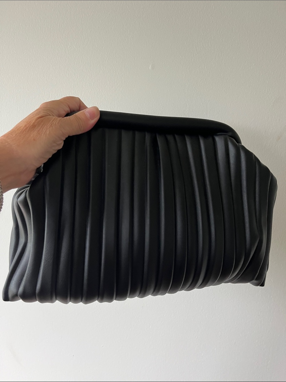 Simons Black Pleated Clutch Wristlet